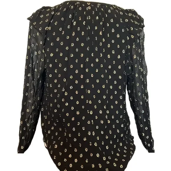 Loft Long Sleeved Shirt with Gold Embellishments Sheer Sleeves Size Large - Picture 2 of 3